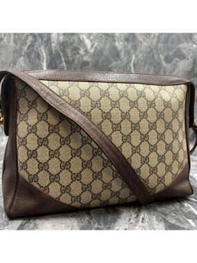 Gucci Sherry Line GG Shoulder Bag Brown Leather